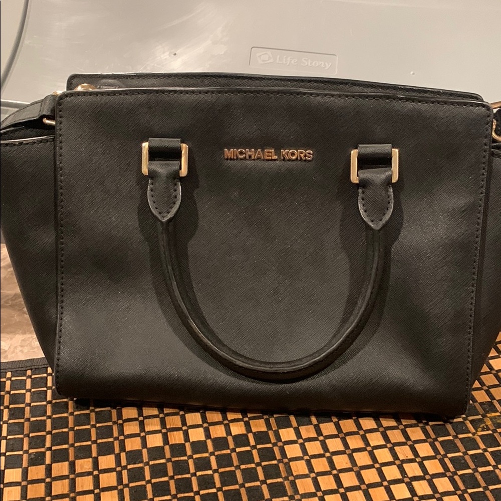 Michael Kors Black Satchel with Gold Hardware